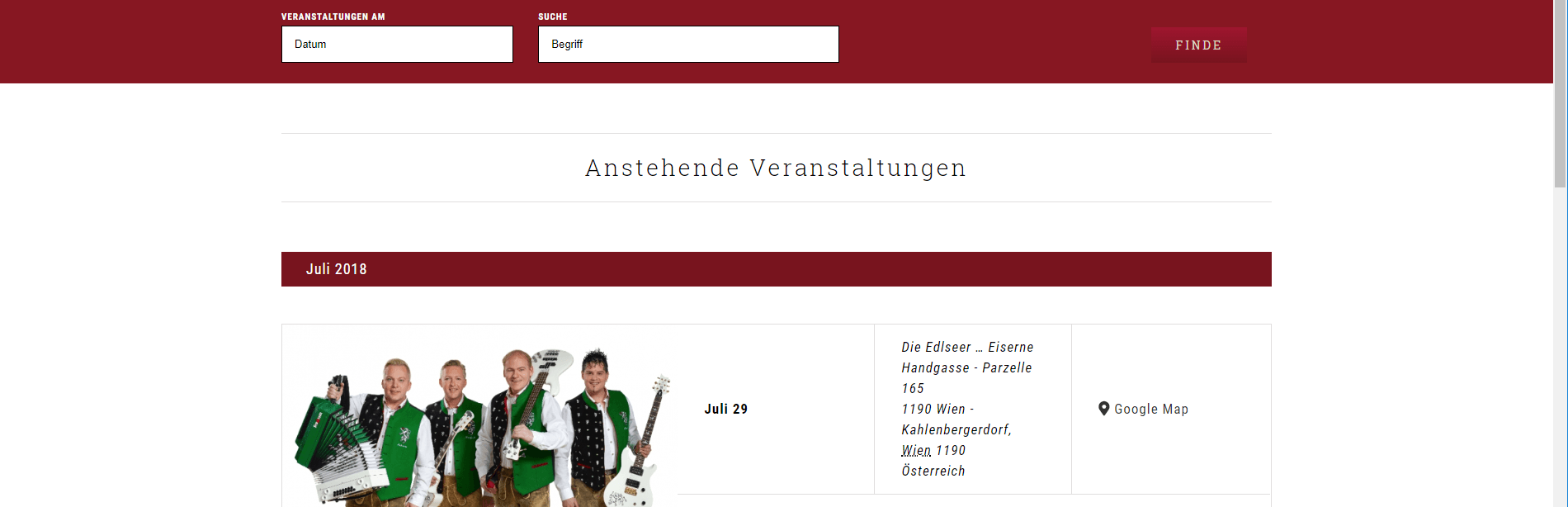 Webseiten Erstellung Heuriger Hirt Veranstalungen - PKOM Webagentur Wien