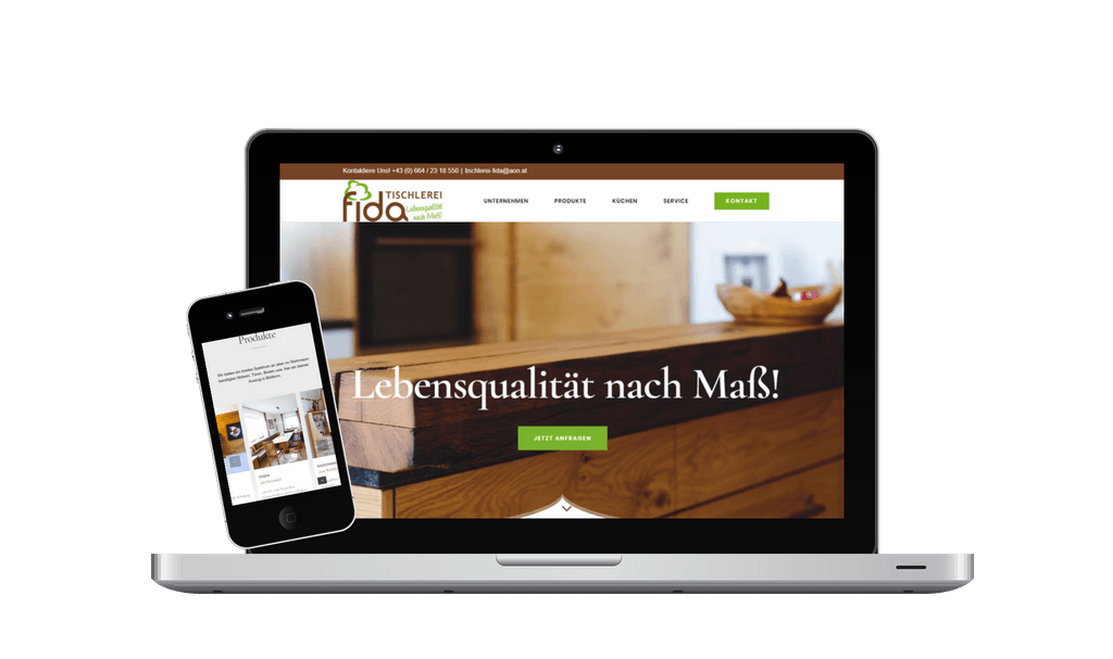 Webseiten Erstellung Tischlerei Fida - PKOM Webagentur Wien
