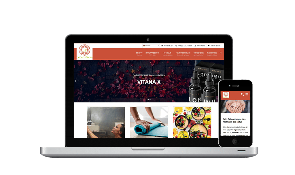 Webshop Erstellung, SEO, GoogleAds und E-Mail Marketing LebensForm - PKOM Online Werbeagentur Wien